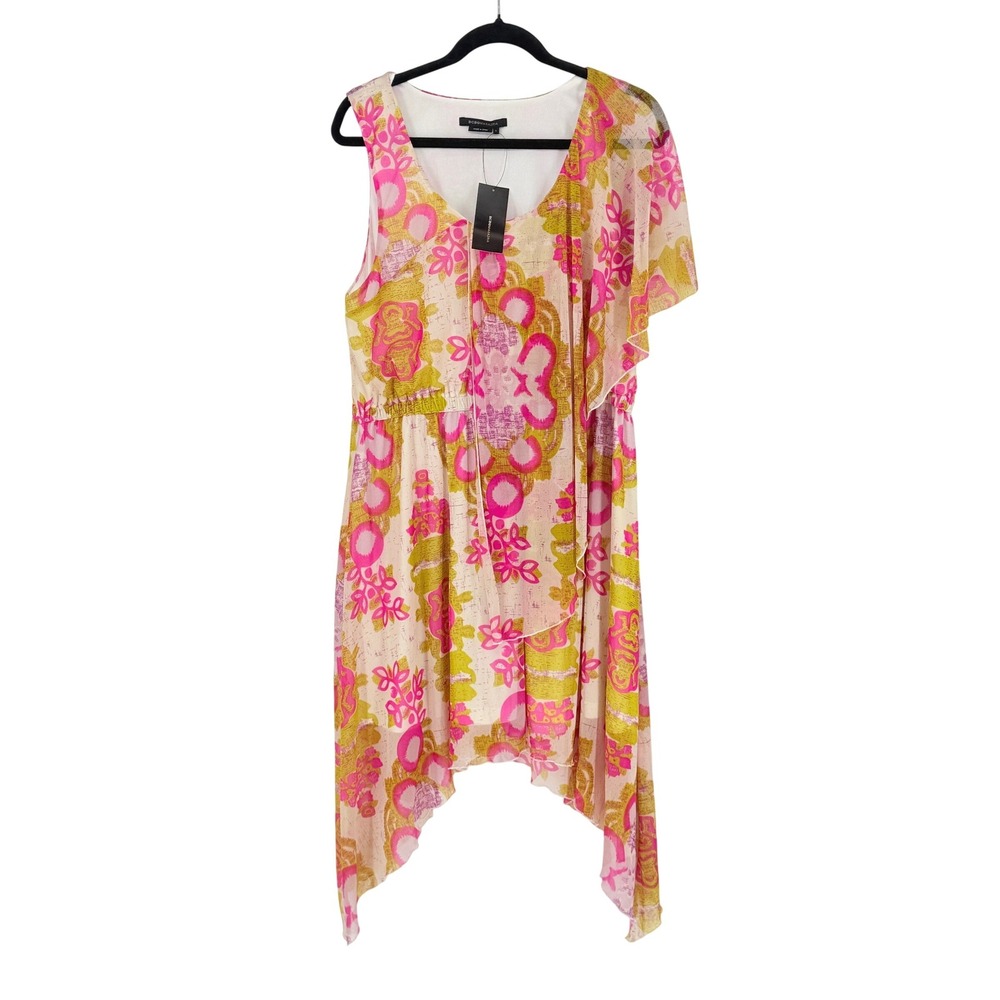 Fairy Cottagecore Pink Floral Mesh Handkerchief Hem Dress Large‎ Y2K 210.00